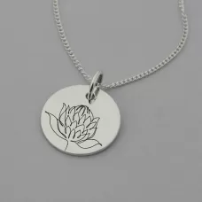 Protea Single Line Engraved Necklace Protea Single Line Engraved Necklace