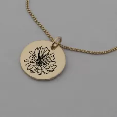 Chrysanthemum of November Rose Gold Birth Flower Pendant