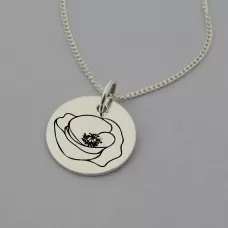 Poppy of August Birth Flower Pendant Poppy of August Birth Flower Pendant