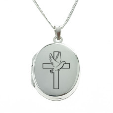 Dove on Cross Sterling Silver Locket Dove on Cross Sterling Silver Locket