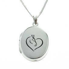 Horse in Heart Engraved Locket Horse in Heart Engraved Locket
