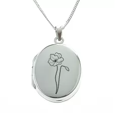 Poppy of August Birthflower Locket Poppy of August Birthflower Locket