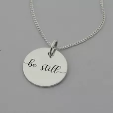 Be Still Necklace with 'and know that I am God' Engraved on the Back Be Still Necklace with 'and know that I am God' Engraved on the Back