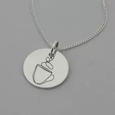 Coffee Cup Necklace with 'Life happens Coffee helps' Engraved on the Back Coffee Cup Necklace with 'Life happens Coffee helps' Engraved on the Back