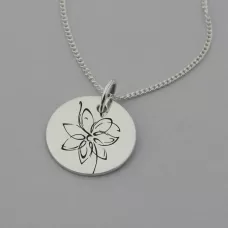 Delicate Flower Necklace with 'small steps every day' Engraved on the Back Delicate Flower Necklace with 'small steps every day' Engraved on the Back