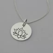 Lotus Flower Necklace with 'Just Breathe' Engraved on the Back Lotus Flower Necklace with 'Just Breathe' Engraved on the Back