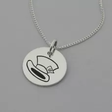 Mad Hatter Necklace with 'We're all mad here' Engraved on the Back Mad Hatter Necklace with 'We're all mad here' Engraved on the Back