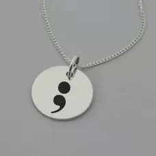 Semicolon Necklace with 'My Story Isn't Over' Engraved on the Back