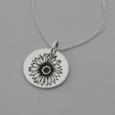 Sunflower Necklace with 'Hope' Engraved on the Back