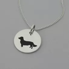 Long Haired Dachshund Silhouette Necklace Long Haired Dachshund Silhouette Necklace