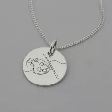 Artist Palette Engraved Necklace with 'Creativity takes Courage' engraved on reverse