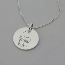Buddha Necklace with 'What I think I become' engraved on the Reverse Buddha Necklace with 'What I think I become' engraved on the Reverse