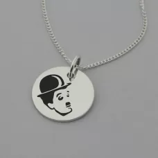 Charlie Chaplin Necklace with 'Life can be Wonderful' Engraved on the Back Charlie Chaplin Necklace with 'Life can be Wonderful' Engraved on the Back
