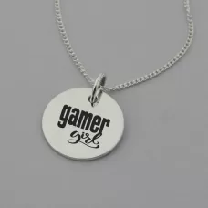 Gamer Girl Necklace with 'I can't hear you!' Engraved on the Back Gamer Girl Necklace with 'I can't hear you!' Engraved on the Back