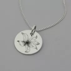 Gladiolus Flower Necklace with 'Keep Going' on reverse