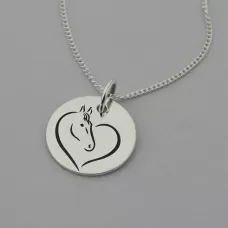 Horse in Heart Engraved Necklace Horse in Heart Engraved Necklace