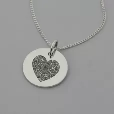 Mandala Heart Necklace with 'I am Loved' engraved on the reverse