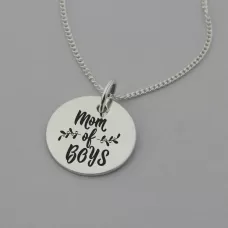 Mom of Boys Engraved Necklace