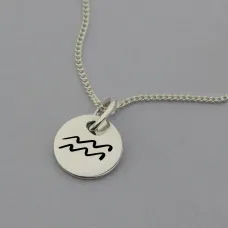 Aquarius Symbol Silver Necklace